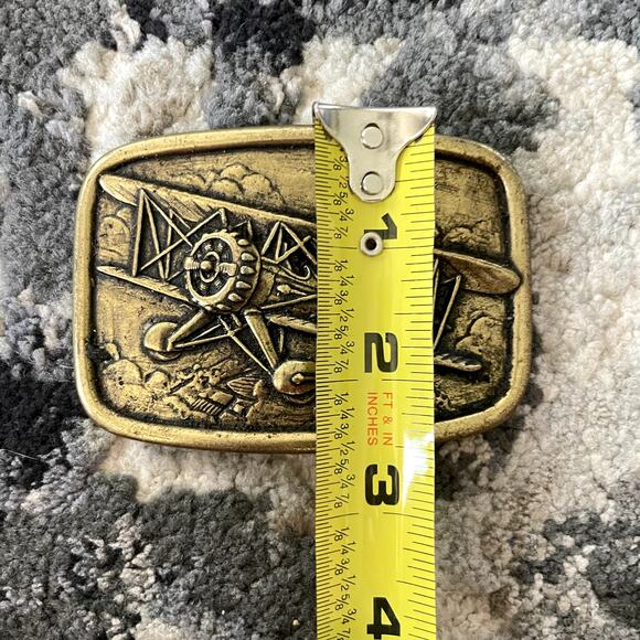 Vintage Avon Biplane Bi-Plane Airplane Belt Buckle Gold-Tone - Picture 5 of 6